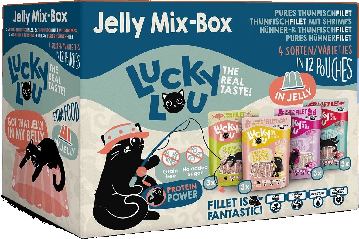 Lucky Lou Karma Dla Kota Jelly-Mix-Box Saszetki 12x70g