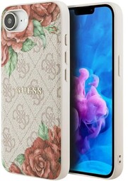 Guess Etui Hardcase 4G Flowers Print MagSafe do iPhone 16e, różowe