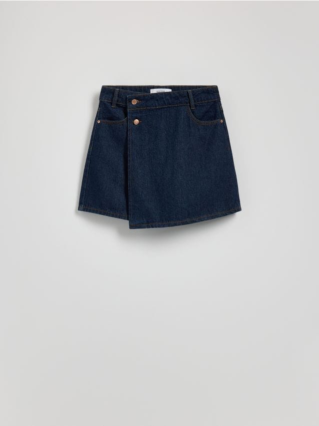 Reserved - Jeansowe spódnico-szorty - granatowy