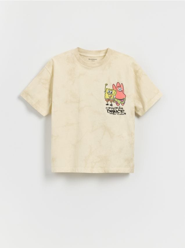 Reserved - T-shirt SpongeBob - złamana biel