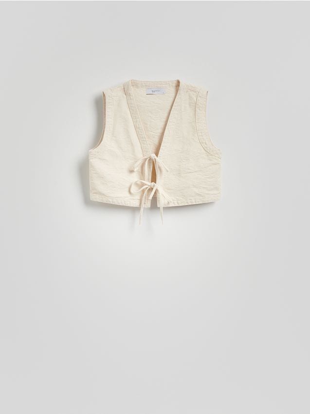 Reserved - Kamizelka z denimu - kremowy