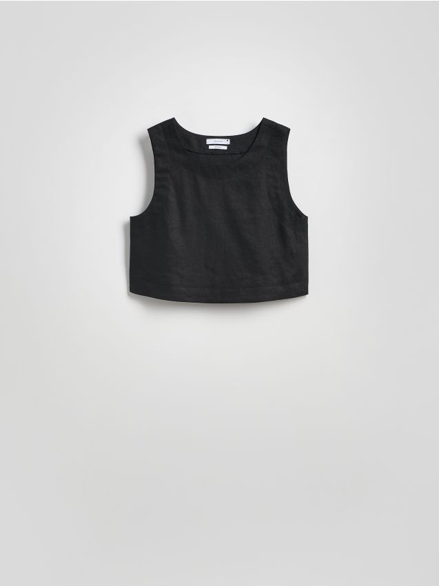 Reserved - Lniany top - czarny