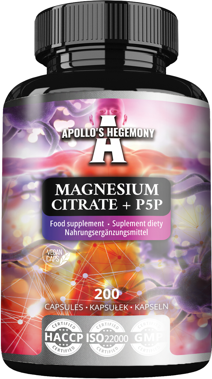 APOLLO'S HEGEMONY MAGNESIUM CITRATE + P5P CYTRYNIAN MAGNEZU + WITAMINA B6 200 KAPSUŁEK