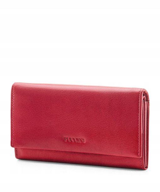 Portfel Damski Skórzany Duży RFID Na Karty PUCCINI Czerwony CO1958-3
