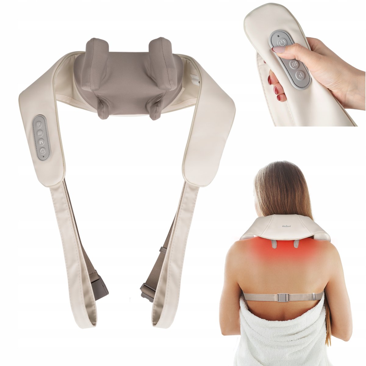 Masażer karku pleców szyi ciała ugniatacz bezprzewodowy funkcja grzania