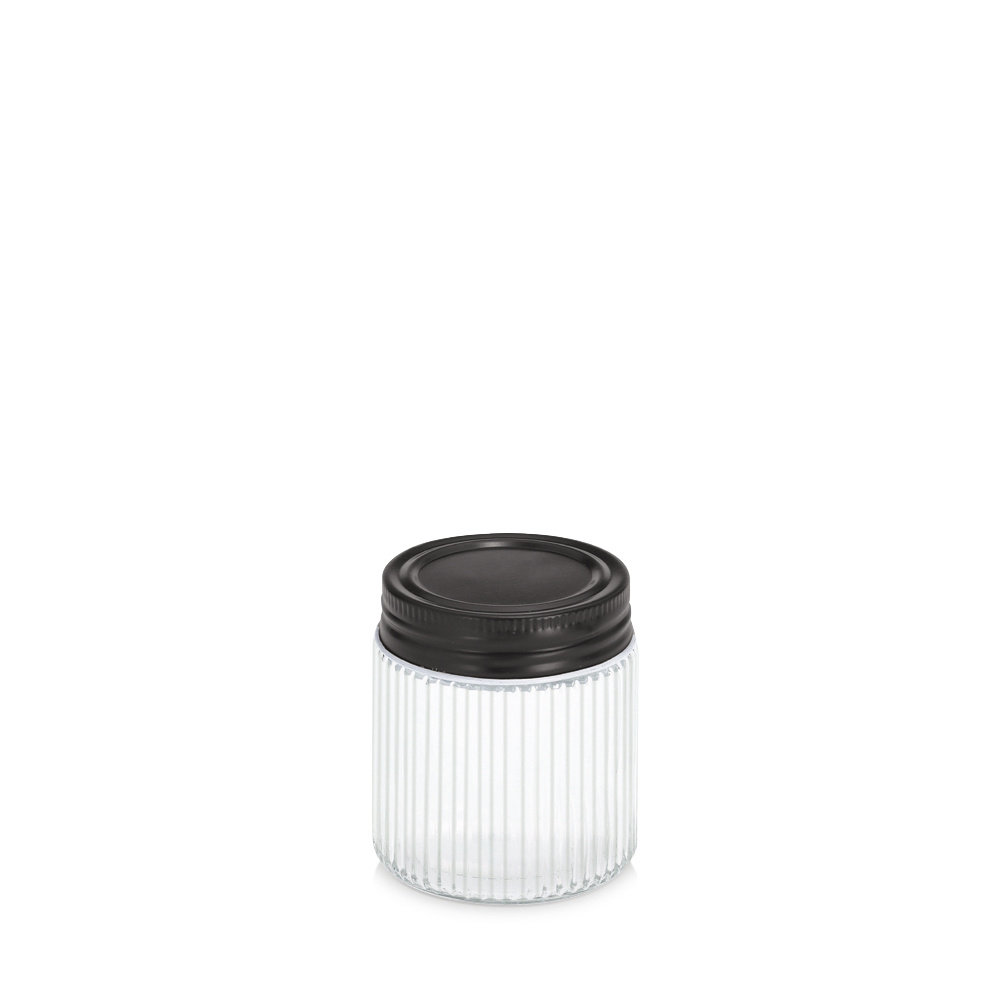Słoik z metalową pokrywką KITCHEN ESSENTIALS, ryflowane szkło