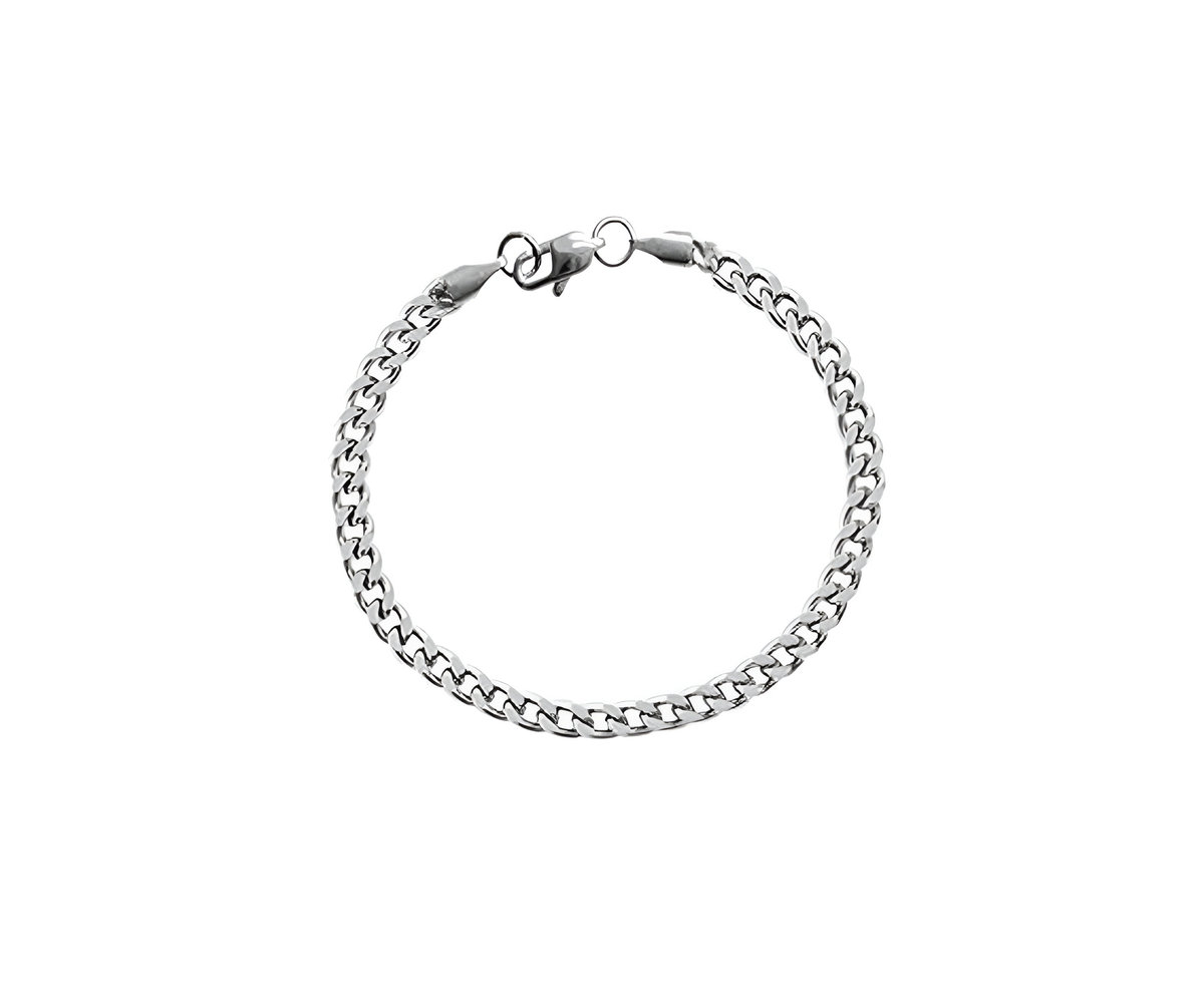 Męska Kubańska Branzoletka Stal Nierdzewna 316L 3.5 mm 20 cm Srebrna