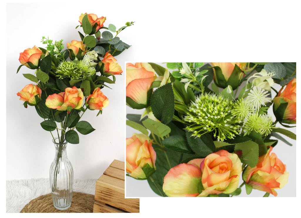 Bukiet 7 Róż Pomarańczowych Z Czosnkiem, 55 Cm - Wt-162B