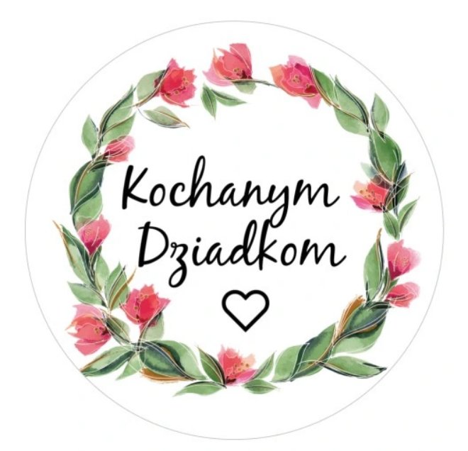Naklejki Z Sercem Dla Dziadków - 12 Szt. Średnica 55 Mm