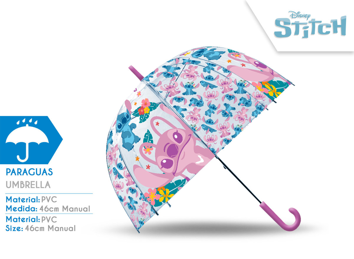 Kids Euroswan, parasolka przezroczysta stitch 19cali st00085
