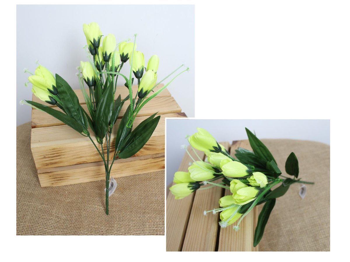 Bukiet Krokusów 2Szt, 33 Cm, Żółty - 5 Łodyg Kwiatów Mz-094B