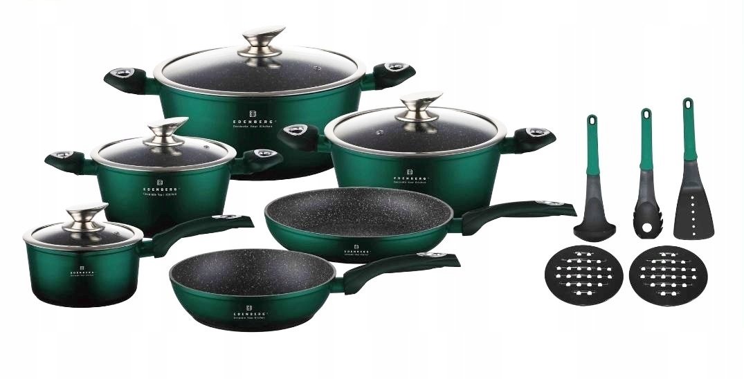 Zestaw garnków z powłoką marmurkową 15 części indukcja gaz