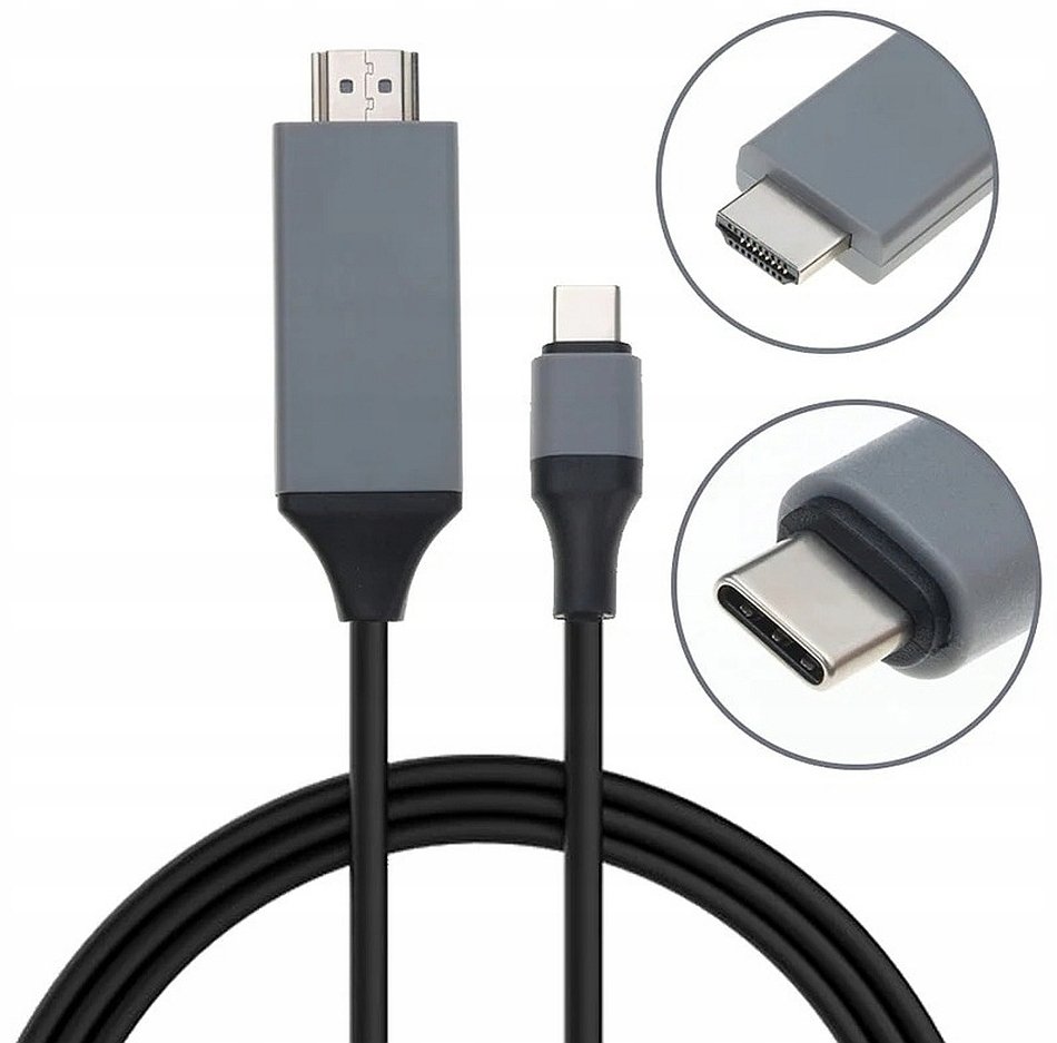 KABEL ADAPTER PRZEJŚCIÓWKA THUNDERBOLT USB TYP C DO HDMI 4K 30Hz MHL 200cm