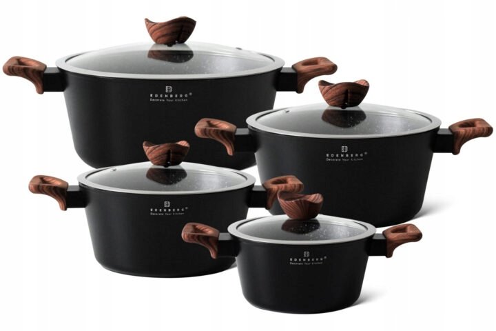 Zestaw garnków z powłoką marmurkową 8cz