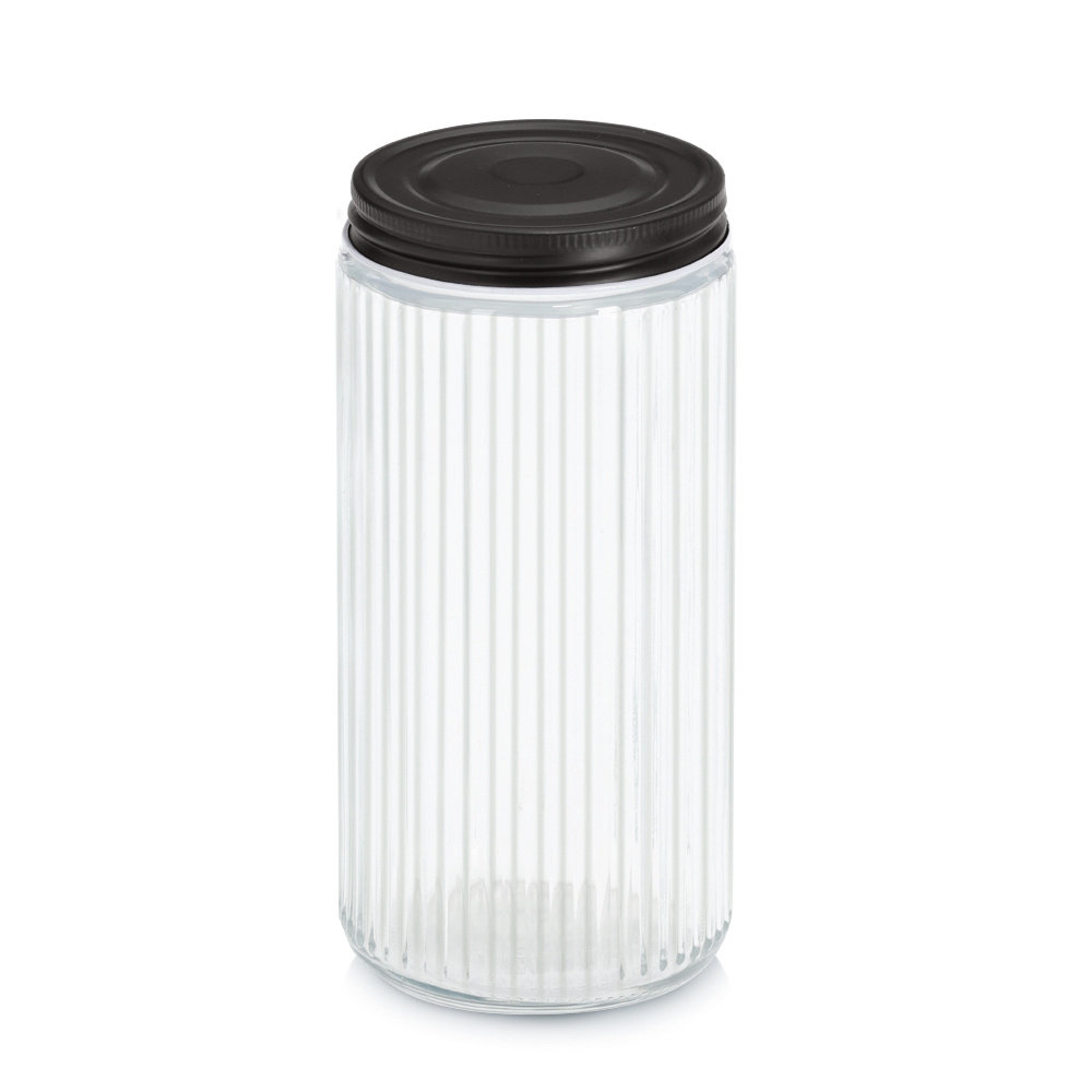 Słoik z metalową pokrywką KITCHEN ESSENTIALS, ryflowane szkło