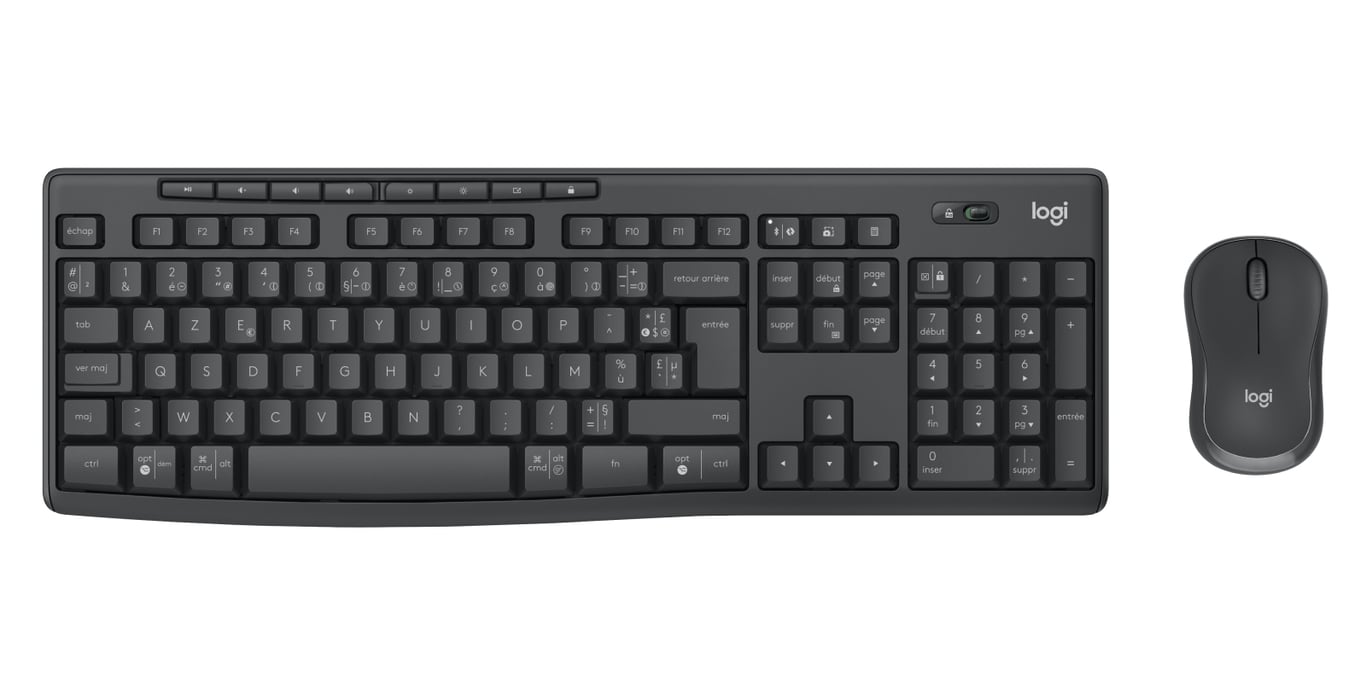 Logitech 920-012066 klawiatura Dołączona myszka Biuro RF Wireless + Bluetooth AZERTY Francuski Grafitowy 920-012066