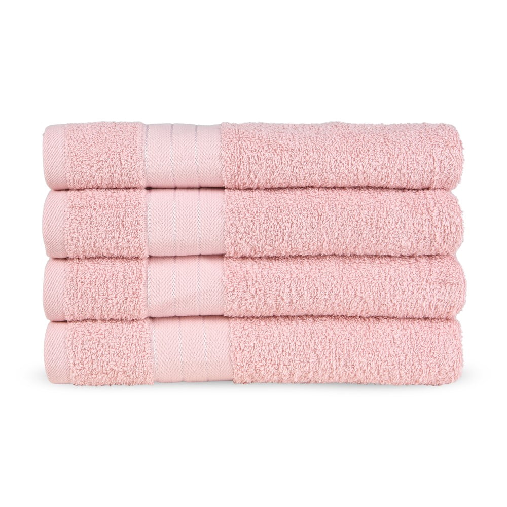 Różowe bawełniane ręczniki frotte zestaw 4 szt. 50x100 cm – Good Morning