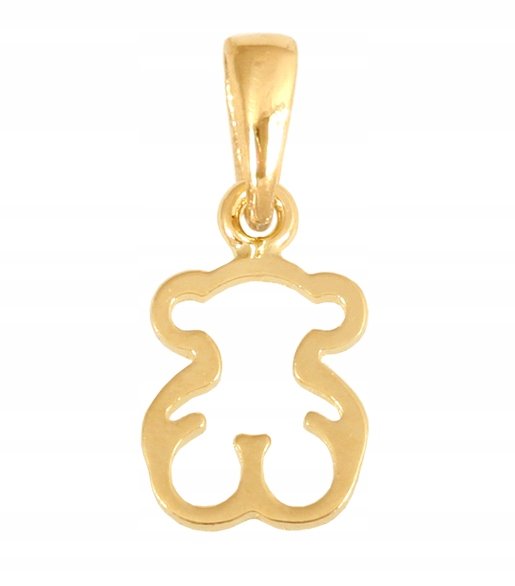 ZŁOTA Przywieszka 585 Miś 0.35 g Rodium