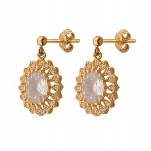 Złote Kolczyki 585 Na Sztyft 3.50 g Rodium