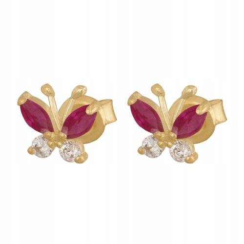 Złote Kolczyki Motylki 585 Na Sztyft 1.30 g bez marki