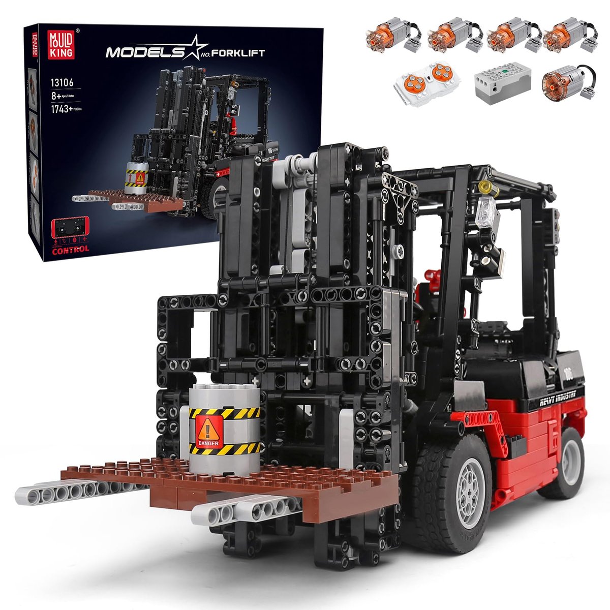 KLOCKI MOULD KING 13106S WÓZEK WIDŁOWY FORKLIFT ZDALNIE STEROWANY 1904 EL.