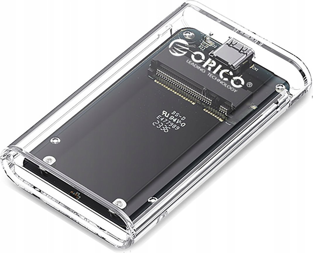 Kieszeń dyskowa MSATA USB-C 3.2 5Gbps - przezroczysta