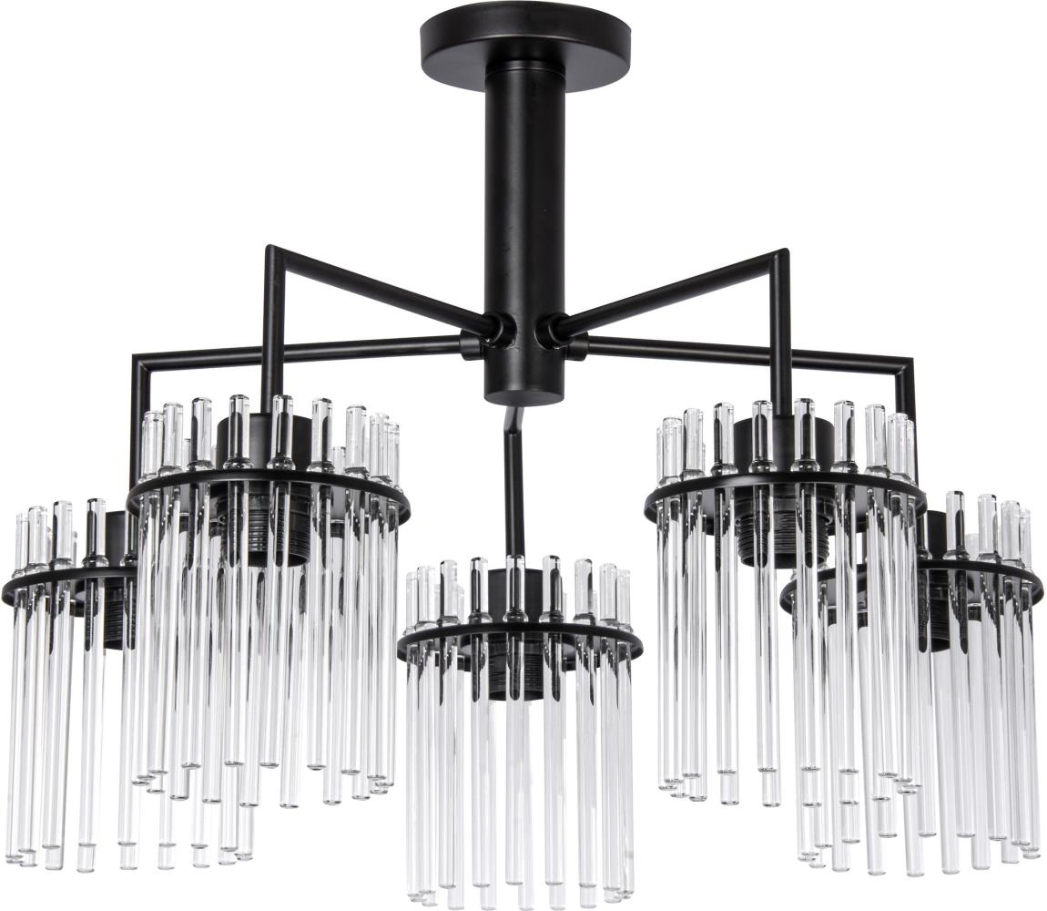 Żyrandol na drążku 5xE27/60W/230V czarny/przezroczysty