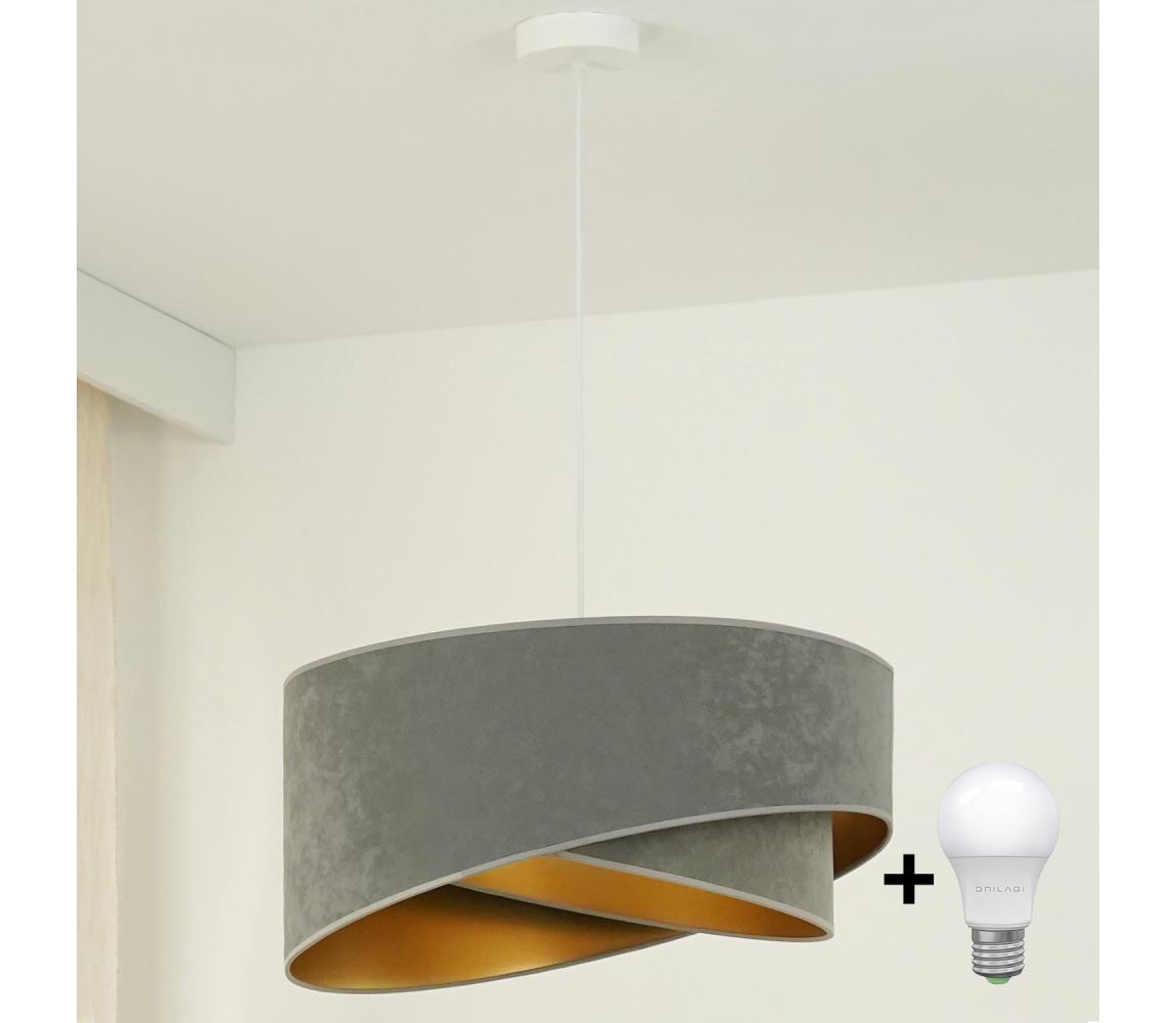 LED Żyrandol na lince LYRA 1xE27/15W/230V szary/złoty