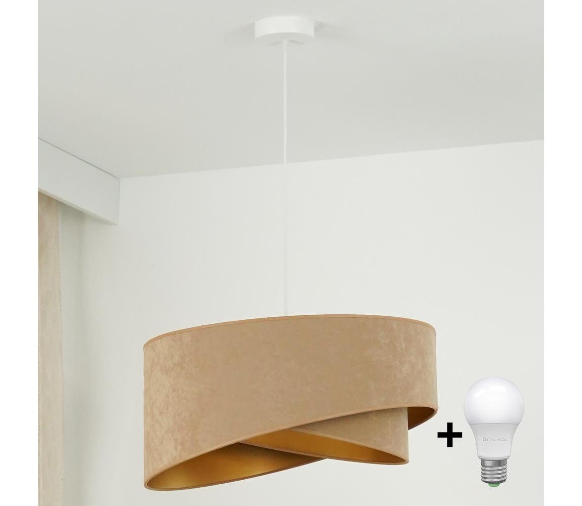 LED Żyrandol na lince LYRA 1xE27/15W/230V brązowy/złoty