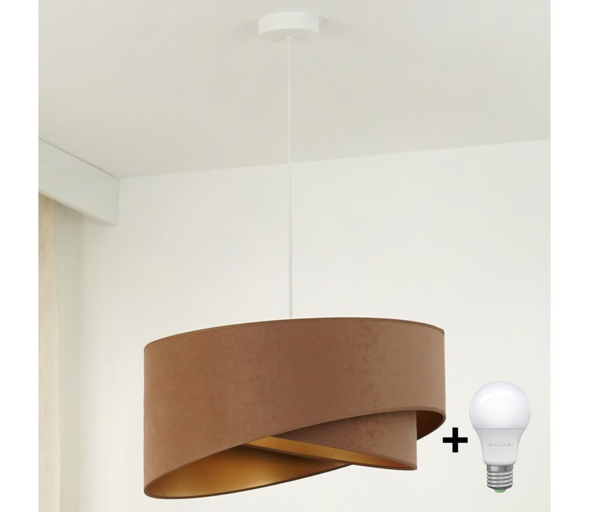 LED Żyrandol na lince LYRA 1xE27/15W/230V brązowy/złoty
