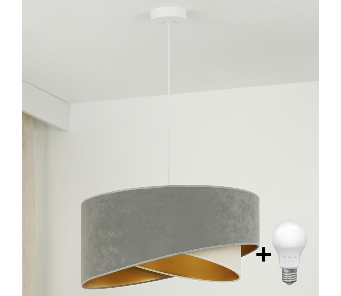 LED Żyrandol na lince LYRA 1xE27/15W/230V szary/kremowy/złoty