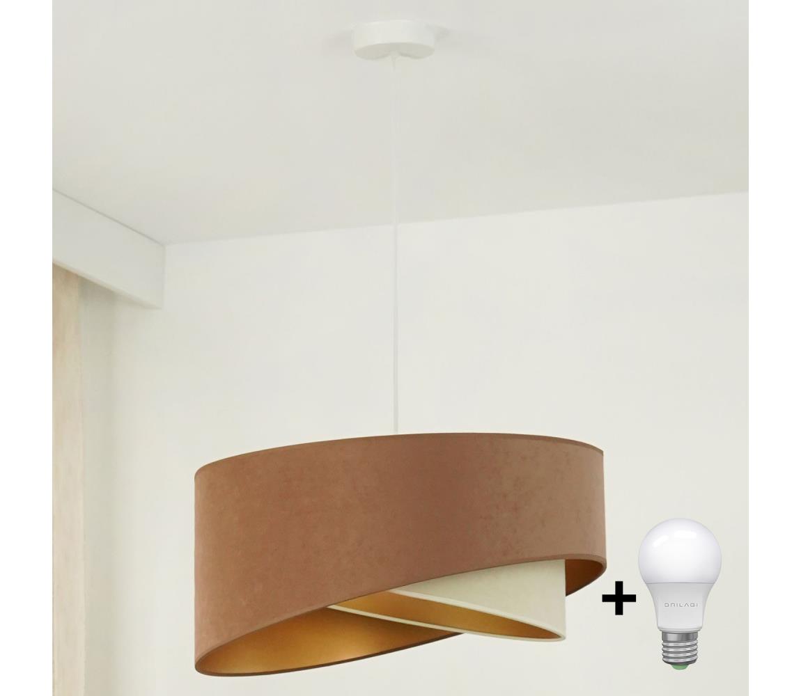 LED Żyrandol na lince LYRA 1xE27/15W/230V brązowy/kremowy/złoty