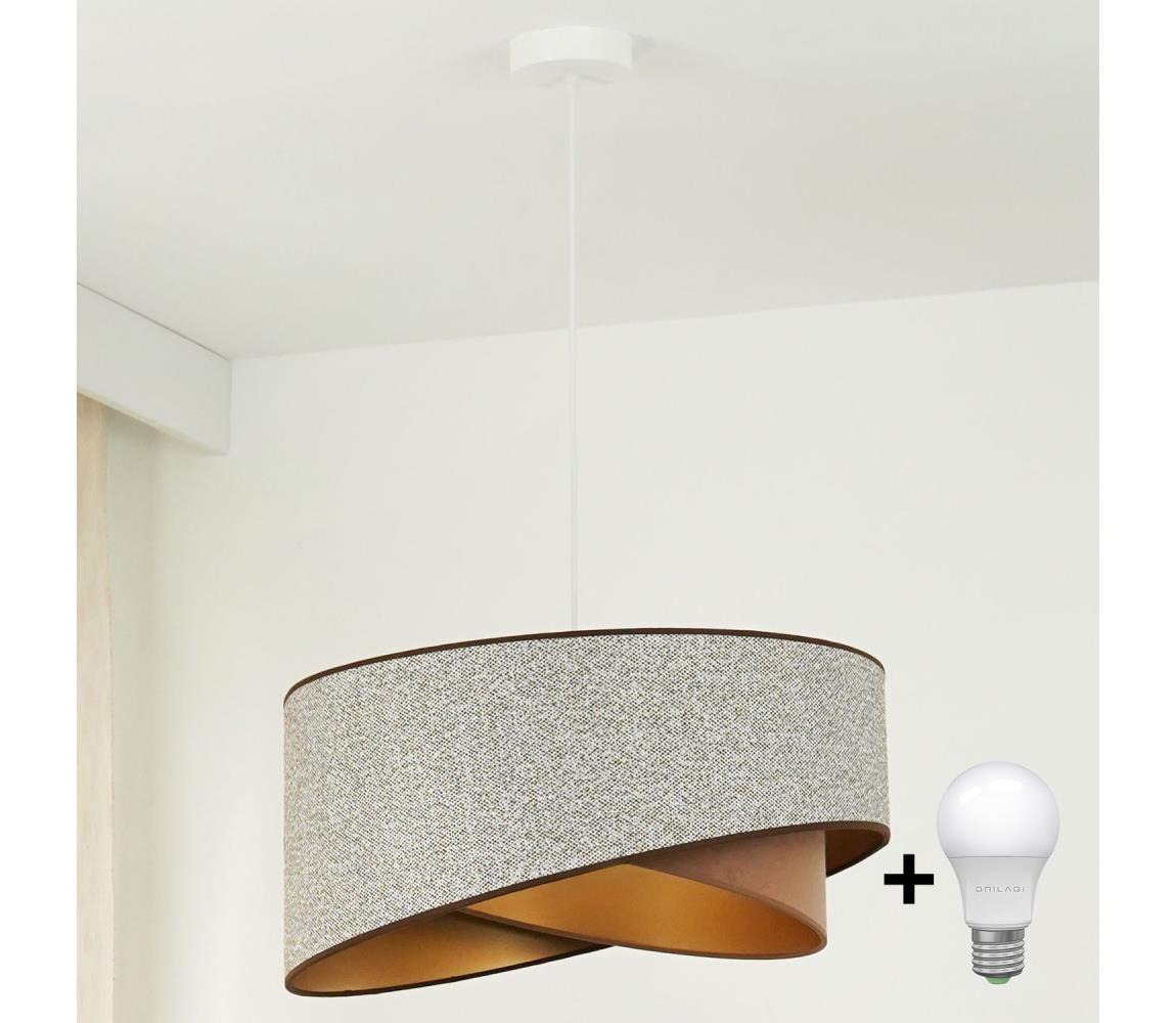 LED Żyrandol na lince LYRA 1xE27/15W/230V szary/kremowy/złoty
