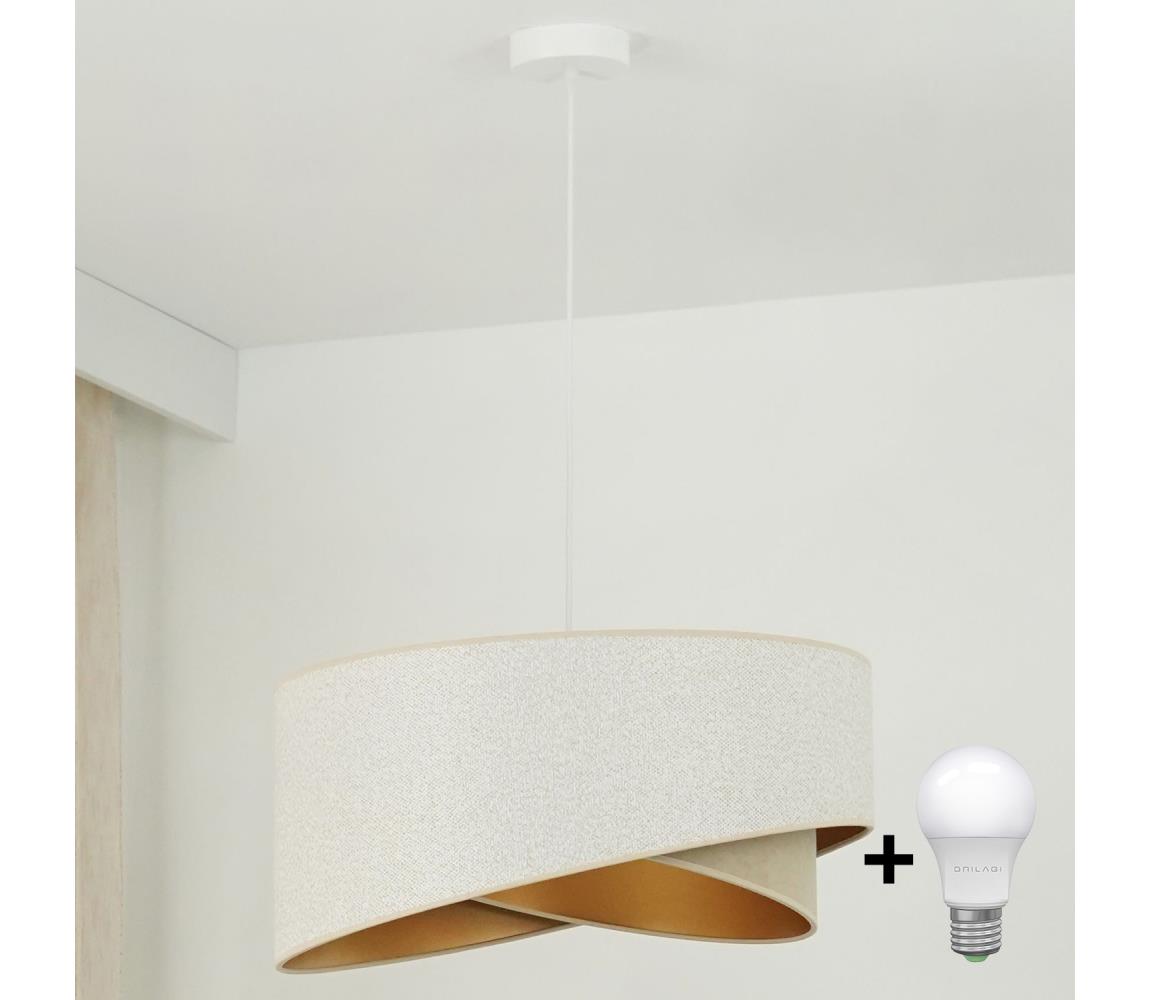 LED Żyrandol na lince LYRA 1xE27/15W/230V biały/beżowy/złoty