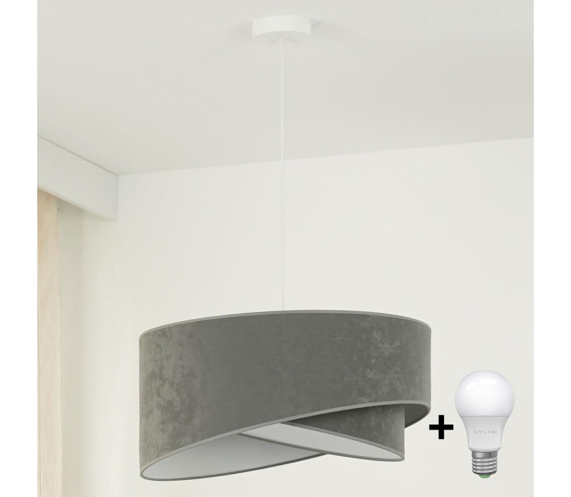 LED Żyrandol na lince LYRA 1xE27/15W/230V szary/biały