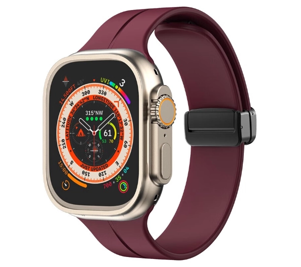 Bizon Strap Watch Silicone L do Apple Watch 44/45/46/49mm Burgundowy