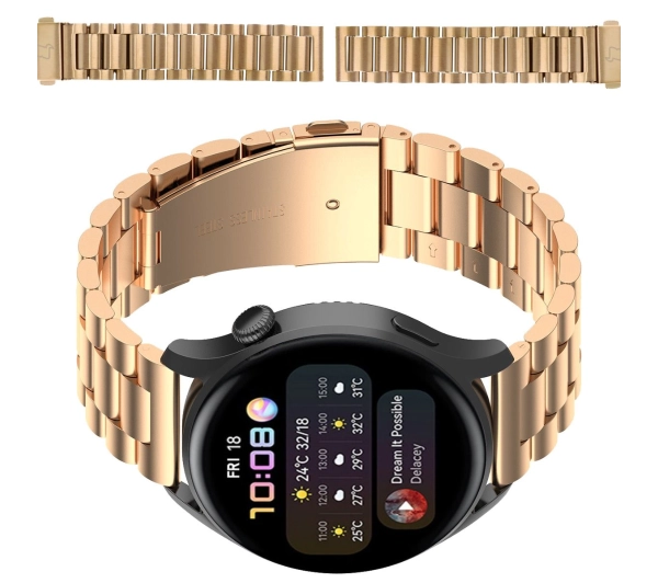 Bizon Pasek ze stali nierdzewnej Strap Watch Aura 18 mm do smartwatcha, różowozłoty