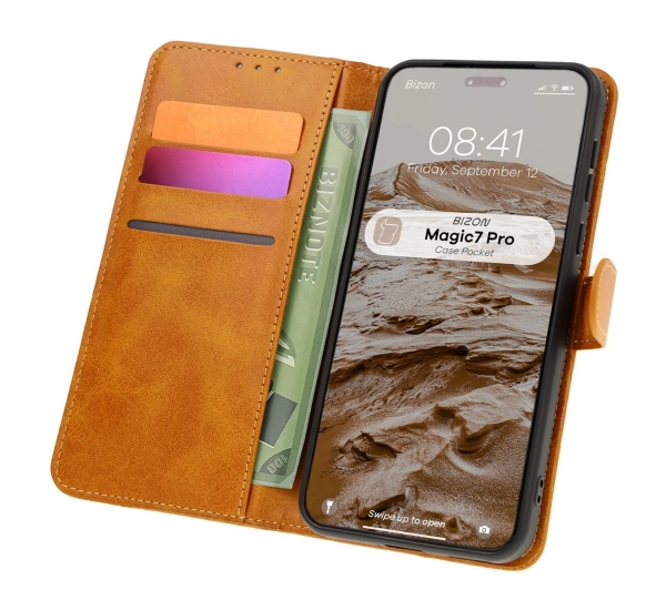 Bizon z klapką Pocket do Honor Magic7 Pro Brązowy