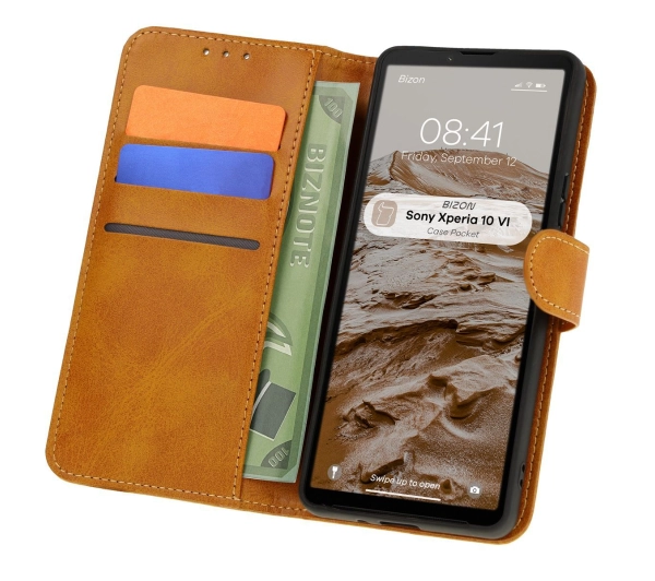Bizon Etui z klapką Case Pocket do Sony Xperia 10 VI, brązowe