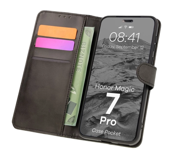 Bizon z klapką Pocket do Honor Magic7 Pro Czarny