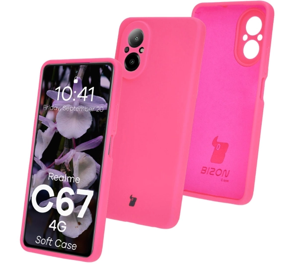 Bizon Silikonowe etui Soft Case do Realme C67 4G, neonowo-różowe