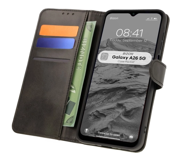 Bizon z klapką Pocket do Galaxy A26 5G Czarny