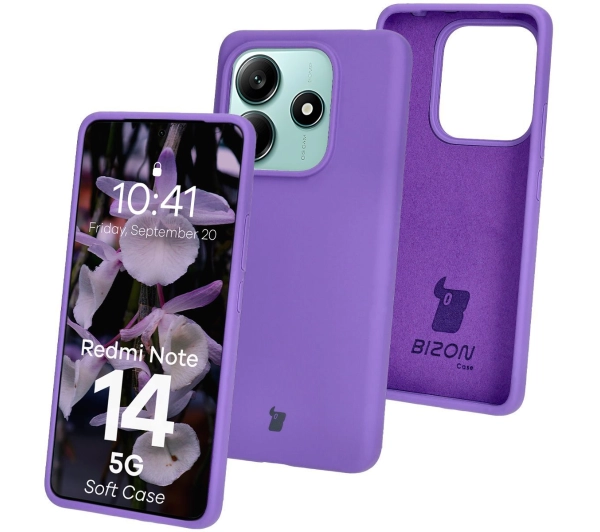 Bizon Silikonowe Soft do Xiaomi Redmi Note 14 5G Fioletowy
