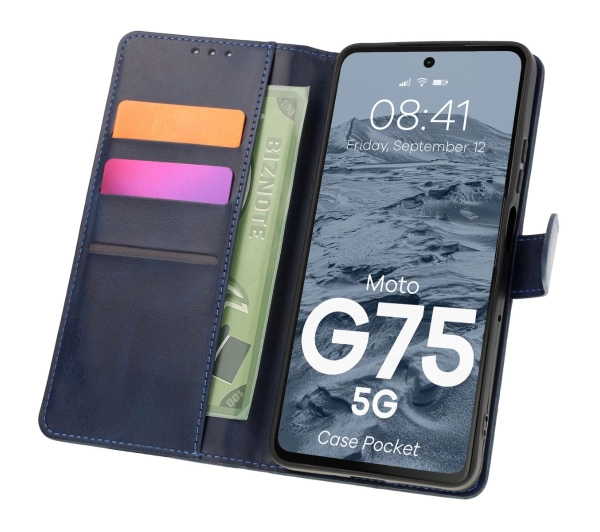 Bizon z klapką Pocket do Motorola Moto G75 5G Granatowy
