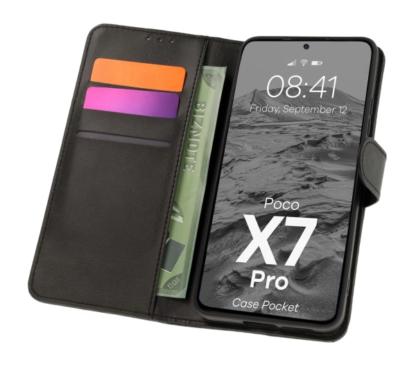 Bizon z klapką Pocket do Xiaomi Poco X7 Pro Czarny