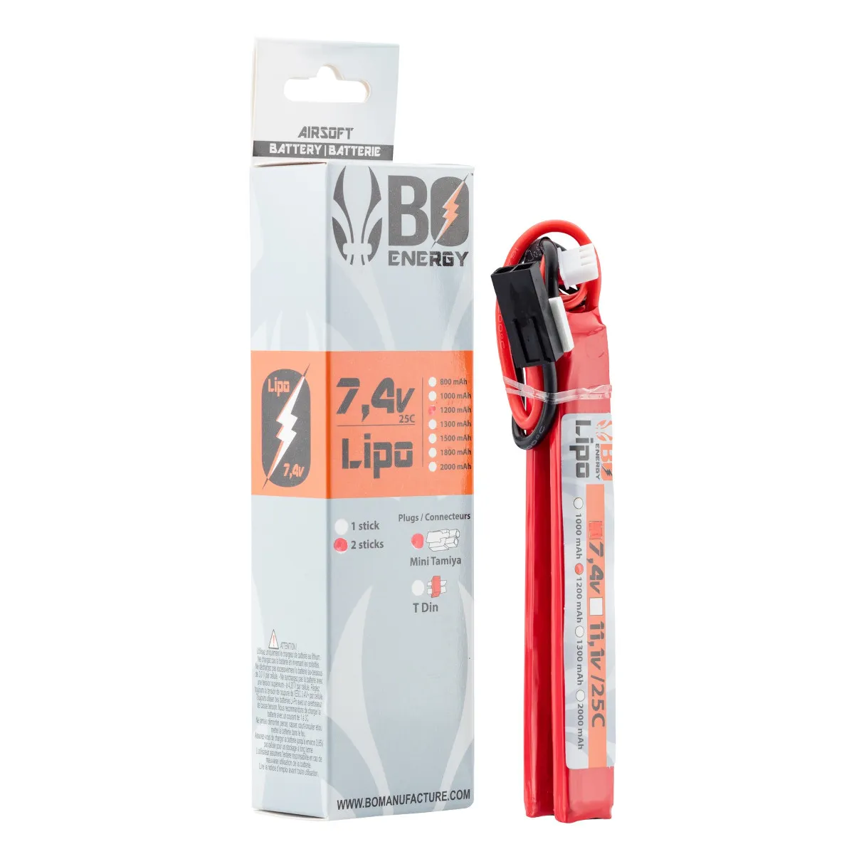 Akumulator Black Ops Lipo 7.4V 1200mah 25C 2 Stick T-Dean