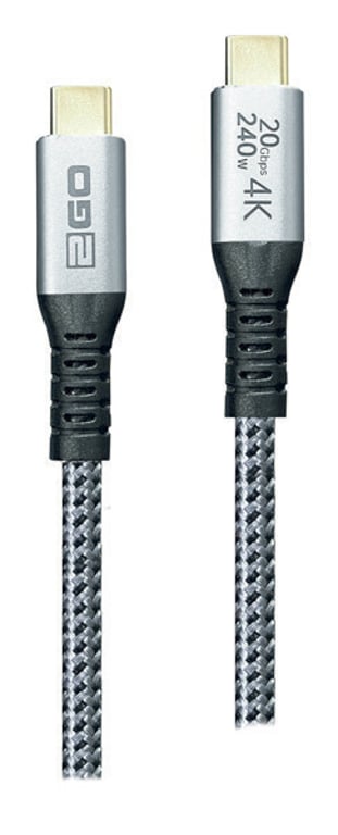 2GO 797515 kabel USB USB 3.2 Gen 2x2 2 m USB C Srebrny 797515