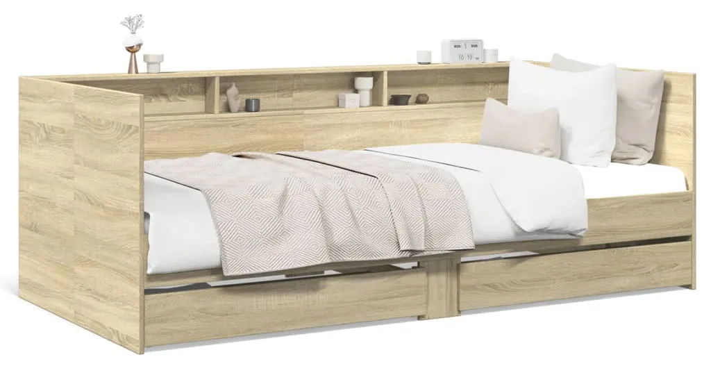 Drewniane łóżko dąb sonoma 90x200 cm T9-R38