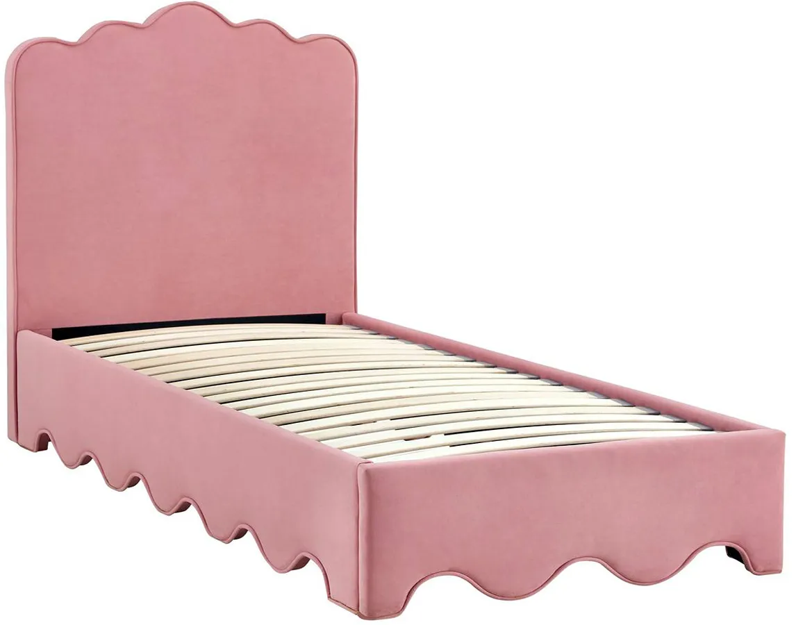 Łóżko różowe tapicerowane z zagłówkiem P0-T66