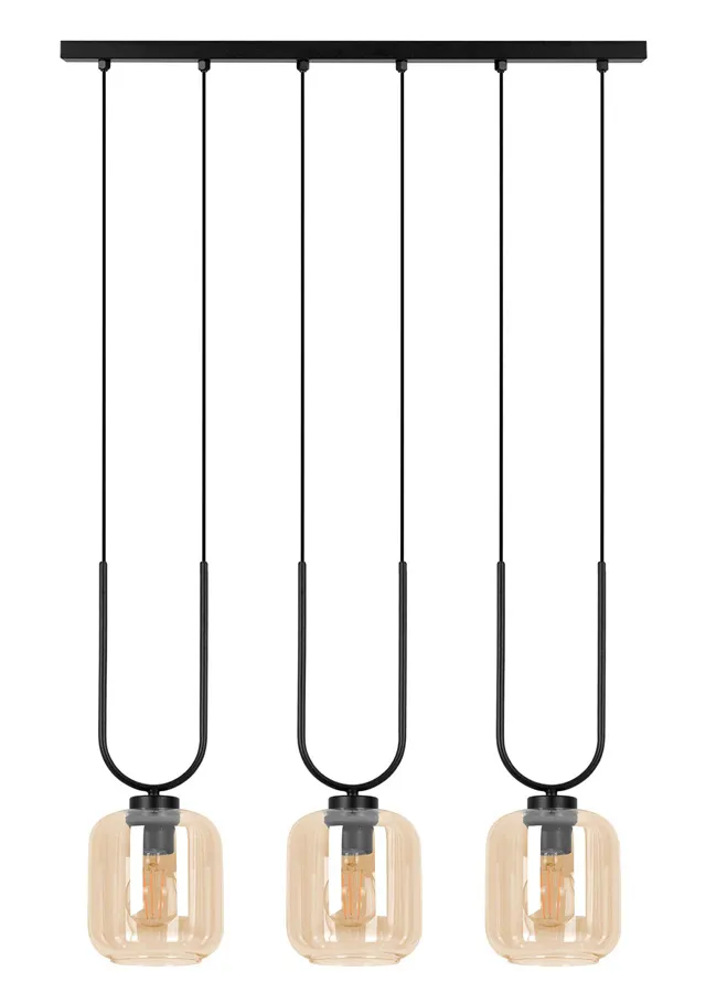 Lampa z trzema kloszami czarno-beżowa L3-B00
